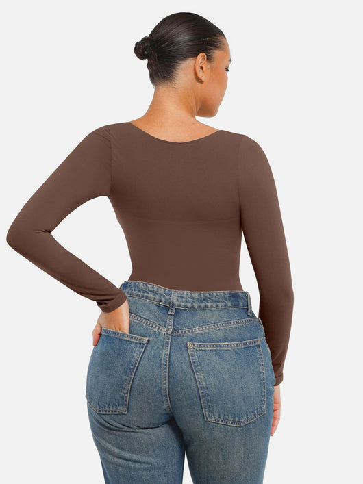 Oh - Shape™ Invisible Sculpt Long Sleeve Thong Bodysuit - Oh - Shape