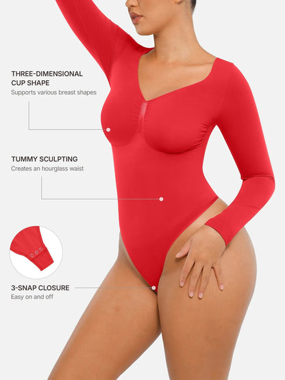 Oh - Shape™ Invisible Sculpt Long Sleeve Thong Bodysuit - Oh - Shape
