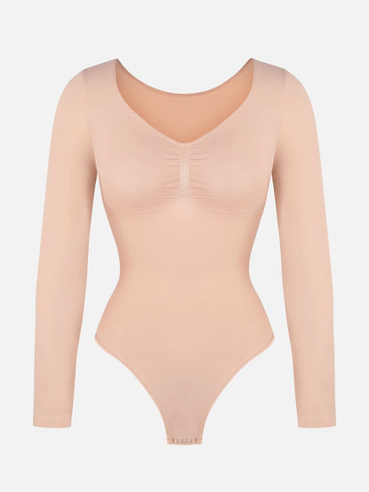 Oh - Shape™ Invisible Sculpt Long Sleeve Thong Bodysuit - Oh - Shape