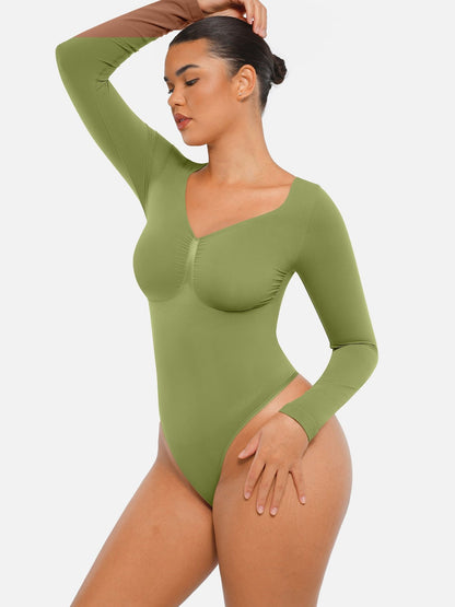 Oh - Shape™ Invisible Sculpt Long Sleeve Thong Bodysuit - Oh - Shape