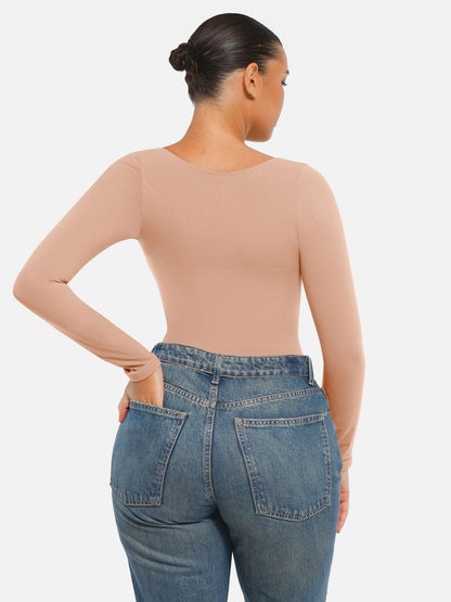 Oh - Shape™ Invisible Sculpt Long Sleeve Thong Bodysuit - Oh - Shape