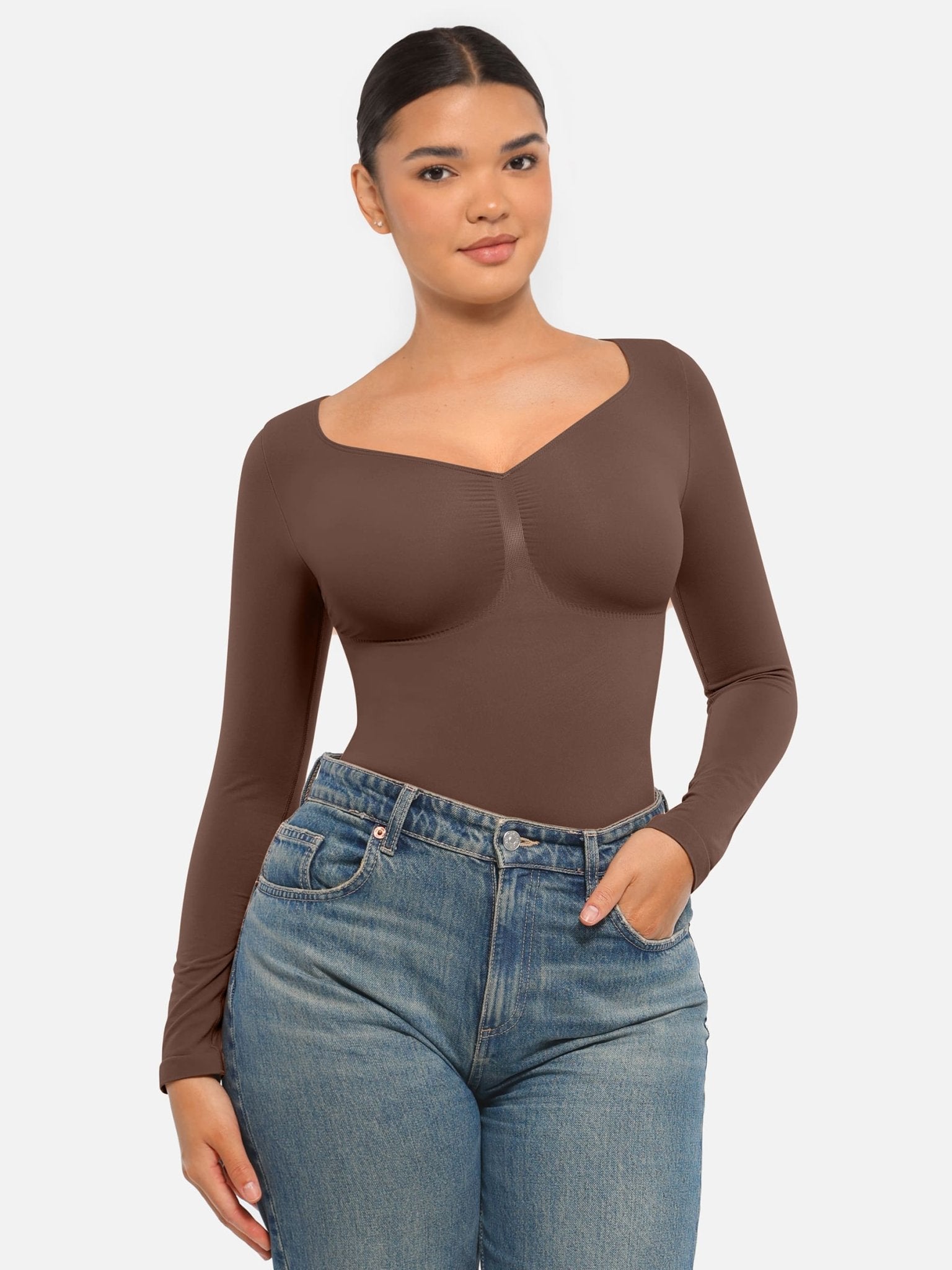 Oh - Shape™ Invisible Sculpt Long Sleeve Thong Bodysuit - Oh - Shape