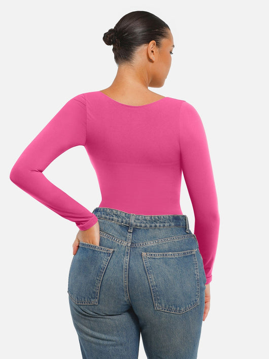 Oh - Shape™ Invisible Sculpt Long Sleeve Thong Bodysuit - Oh - Shape