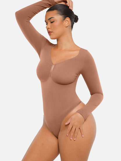 Oh - Shape™ Invisible Sculpt Long Sleeve Thong Bodysuit - Oh - Shape
