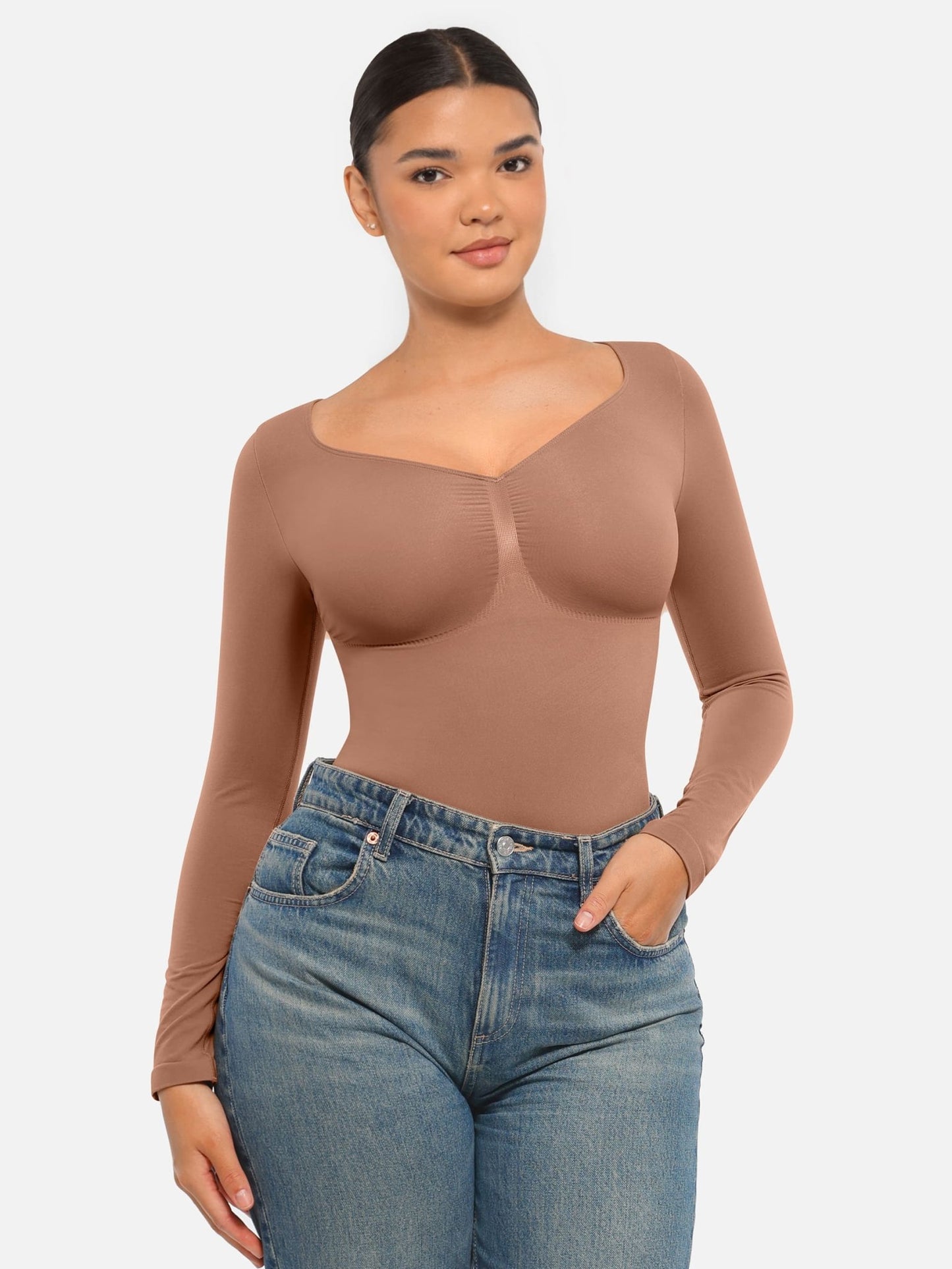 Oh - Shape™ Invisible Sculpt Long Sleeve Thong Bodysuit - Oh - Shape