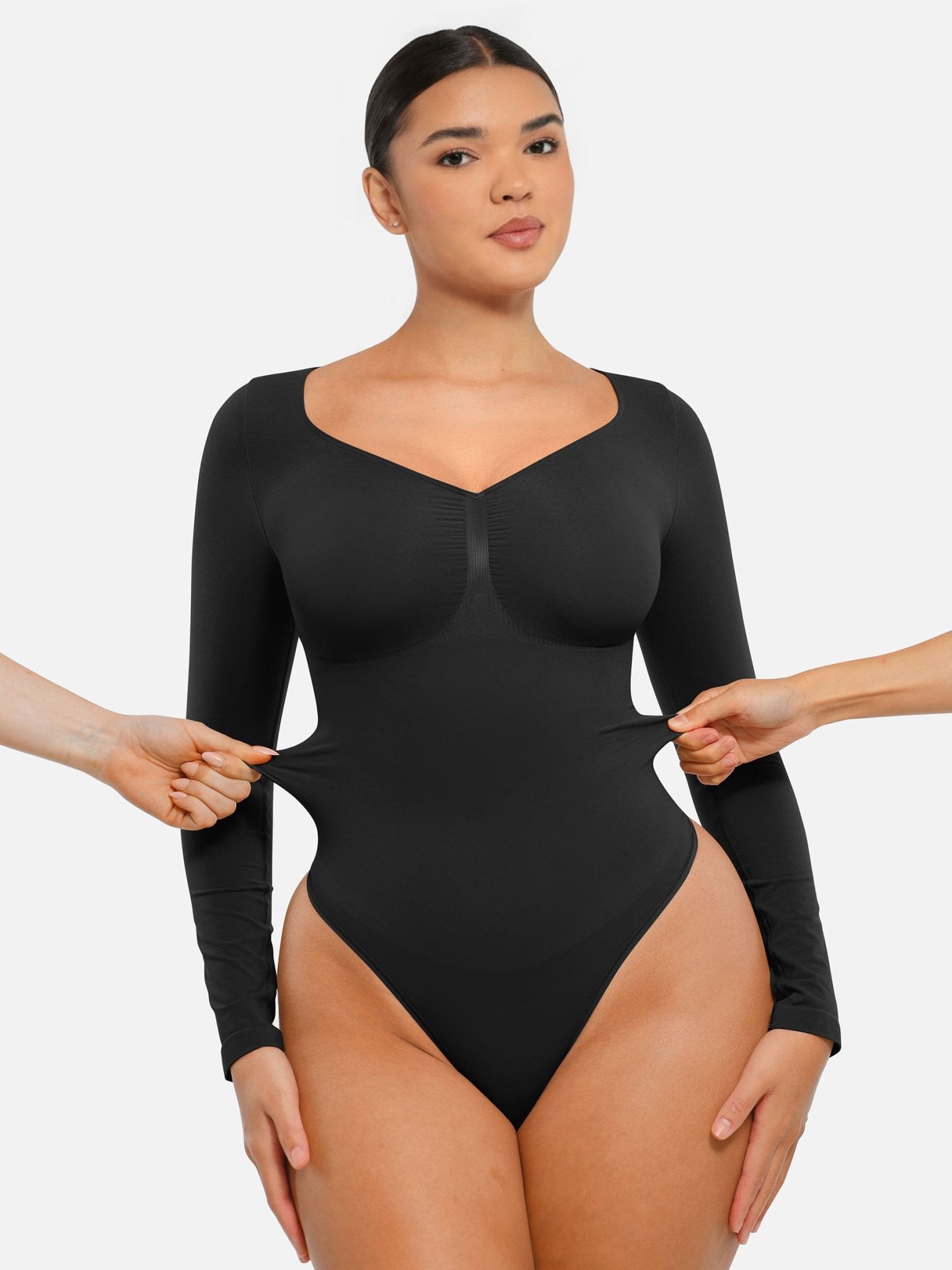 Oh - Shape™ Invisible Sculpt Long Sleeve Thong Bodysuit - Oh - Shape