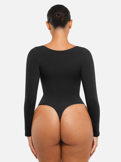Oh - Shape™ Invisible Sculpt Long Sleeve Thong Bodysuit - Oh - Shape