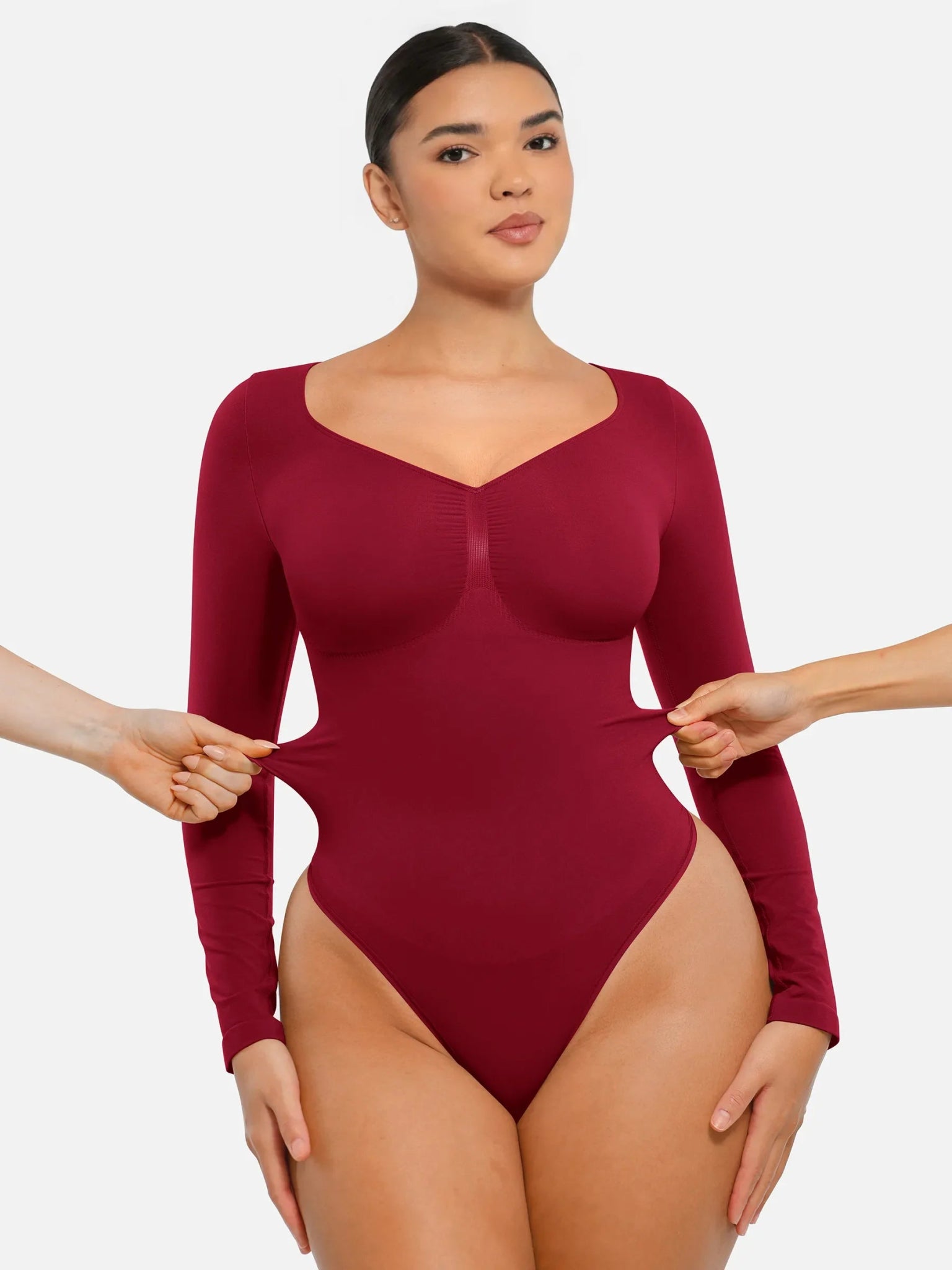 Oh - Shape™ Invisible Sculpt Long Sleeve Thong Bodysuit - Oh - Shape