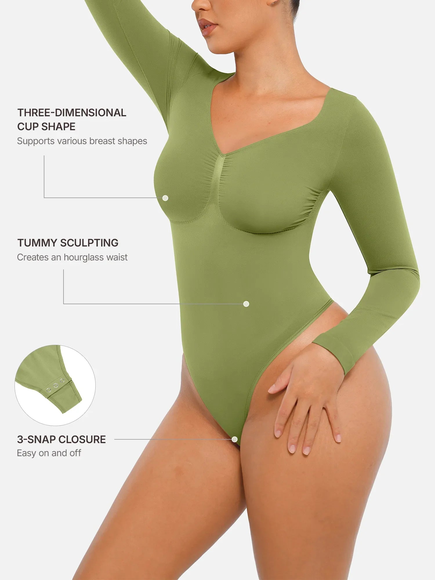 Oh - Shape™ Invisible Sculpt Long Sleeve Thong Bodysuit - Oh - Shape