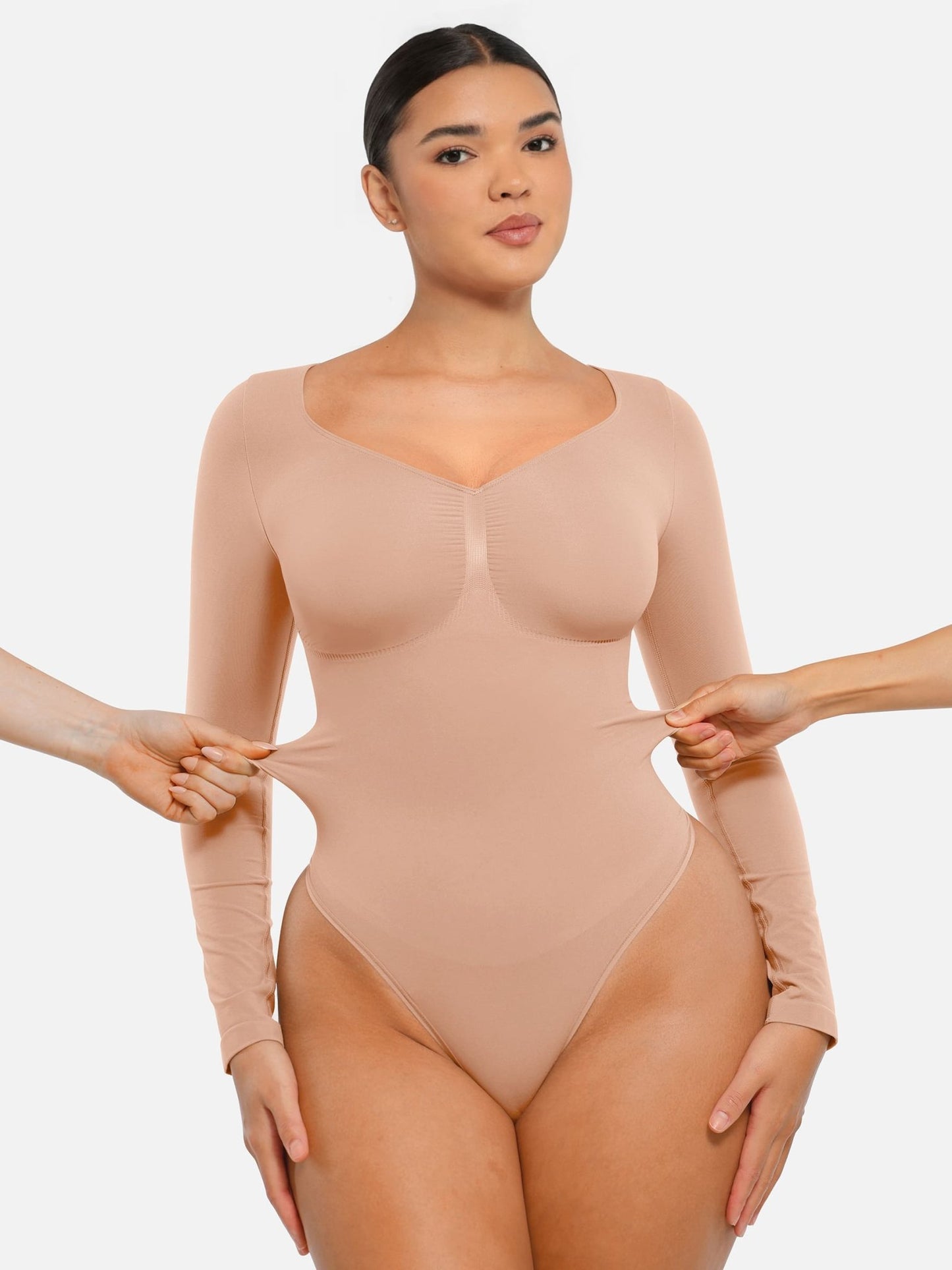Oh - Shape™ Invisible Sculpt Long Sleeve Thong Bodysuit - Oh - Shape