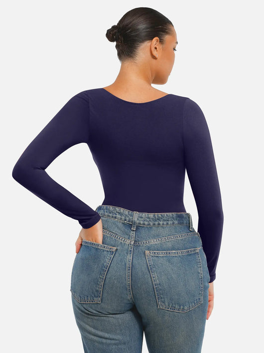 Oh - Shape™ Invisible Sculpt Long Sleeve Thong Bodysuit - Oh - Shape