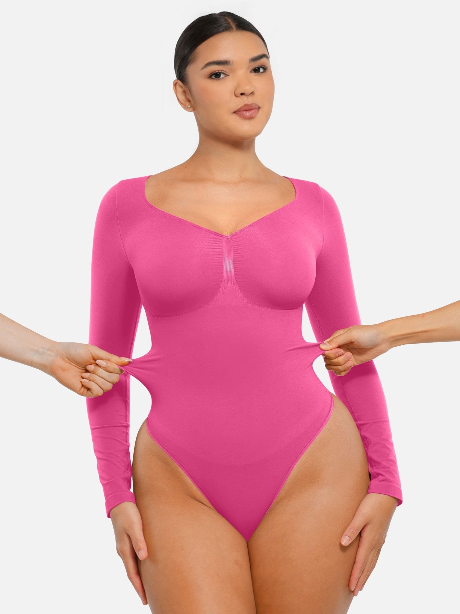 Oh - Shape™ Invisible Sculpt Long Sleeve Thong Bodysuit - Oh - Shape
