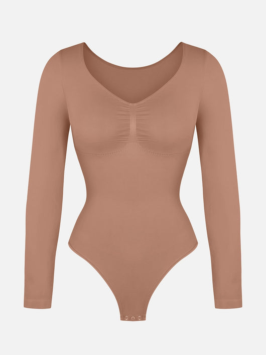 Oh - Shape™ Invisible Sculpt Long Sleeve Thong Bodysuit - Oh - Shape