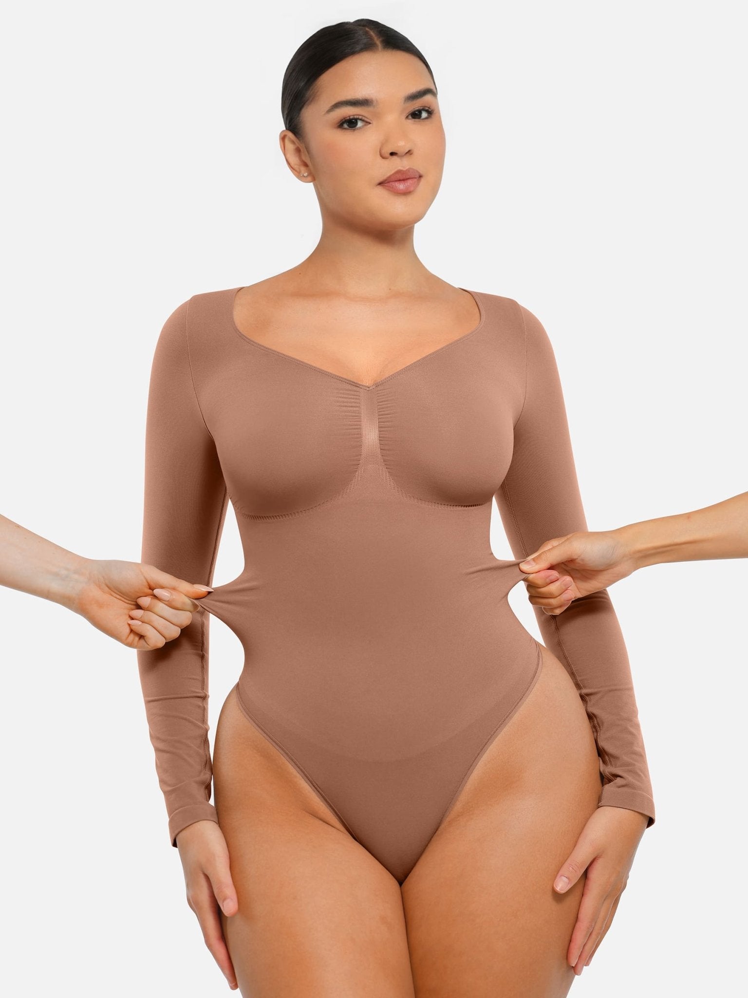 Oh - Shape™ Invisible Sculpt Long Sleeve Thong Bodysuit - Oh - Shape