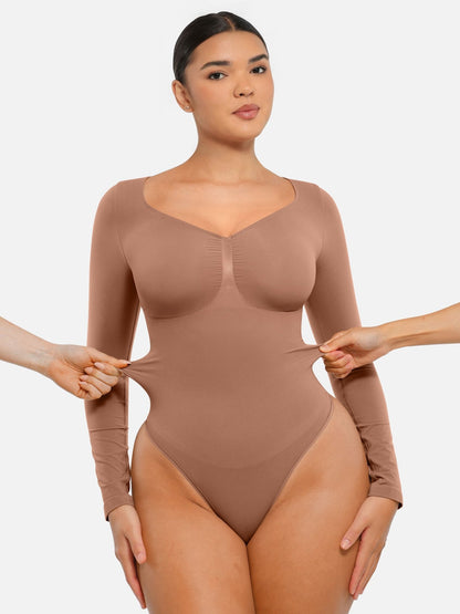 Oh - Shape™ Invisible Sculpt Long Sleeve Thong Bodysuit - Oh - Shape