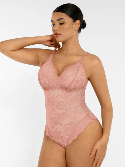 Oh - Shape™ Lace V Neck Full Bodysuit - Oh - Shape