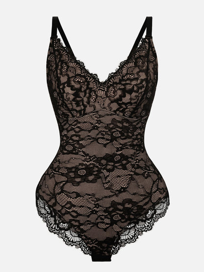 Oh - Shape™ Lace V Neck Full Bodysuit - Oh - Shape