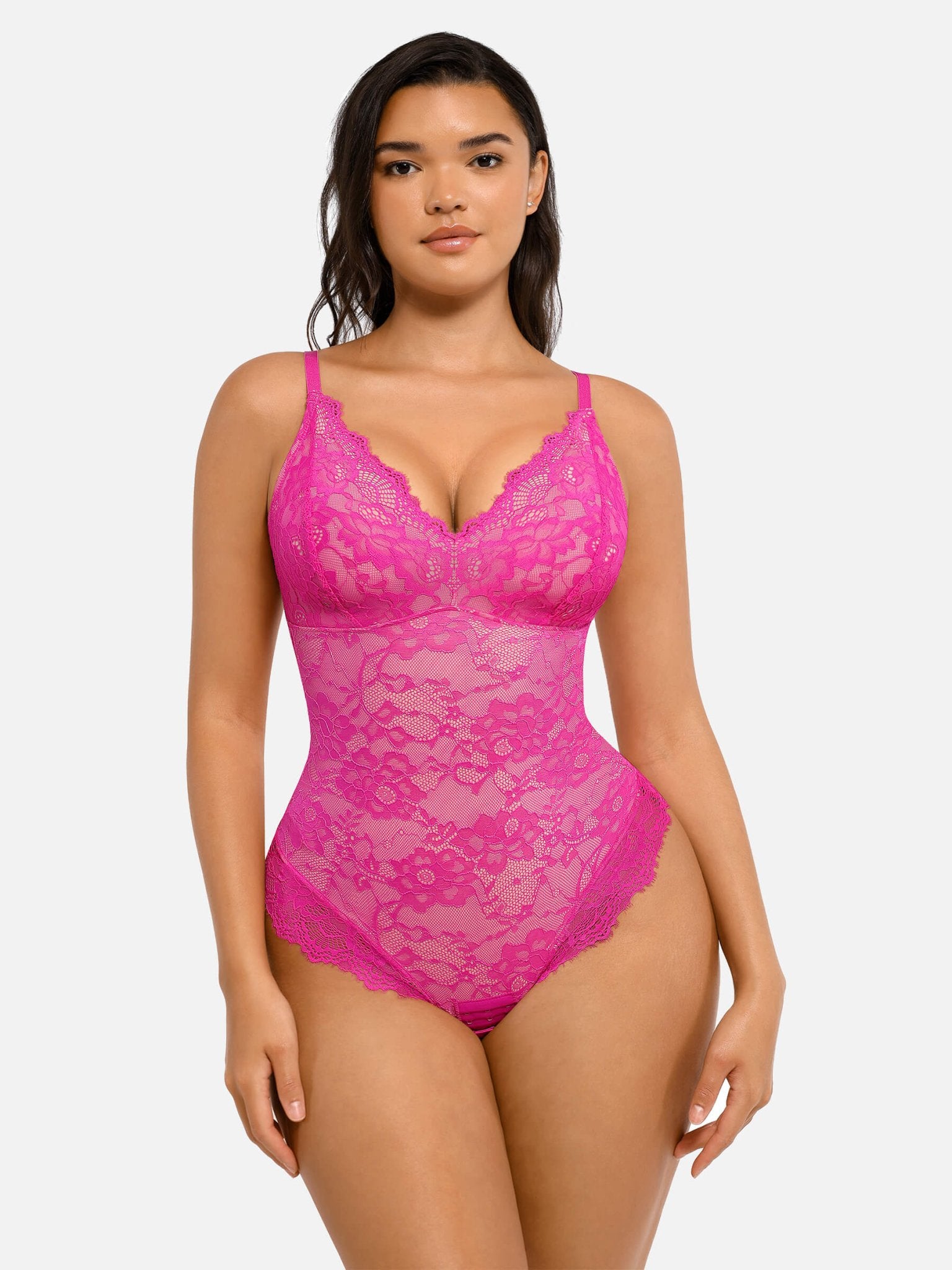 Oh - Shape™ Lace V Neck Full Bodysuit - Oh - Shape