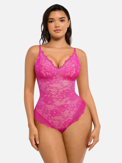 Oh - Shape™ Lace V Neck Full Bodysuit - Oh - Shape