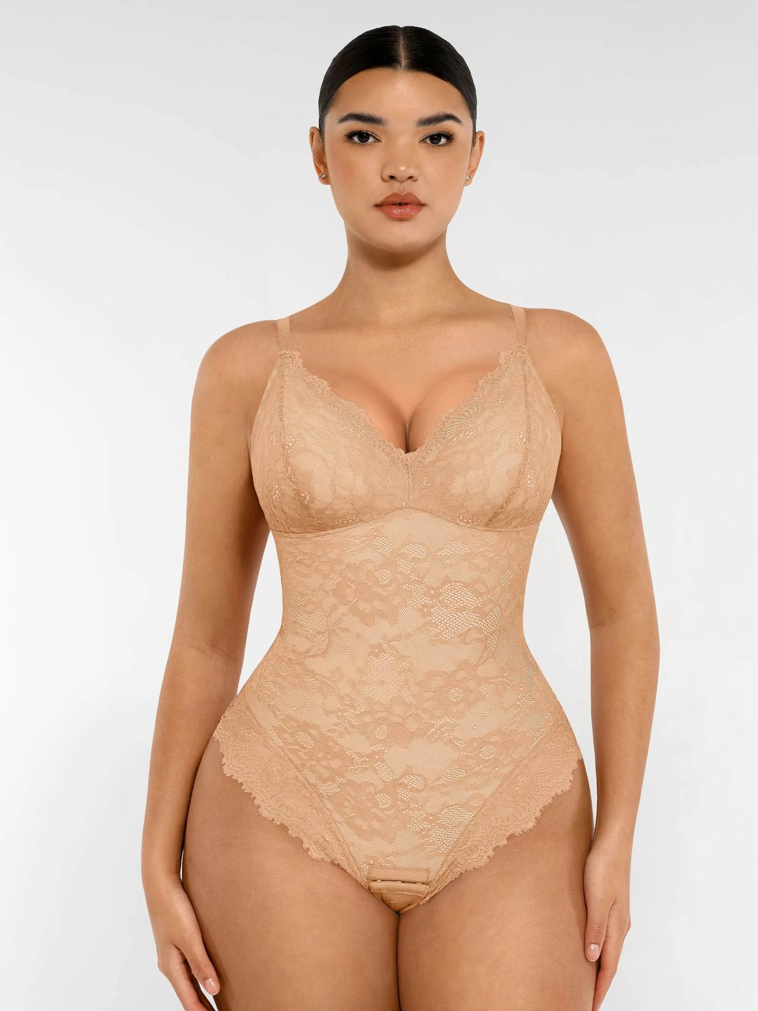 Oh - Shape™ Lace V Neck Full Bodysuit - Oh - Shape