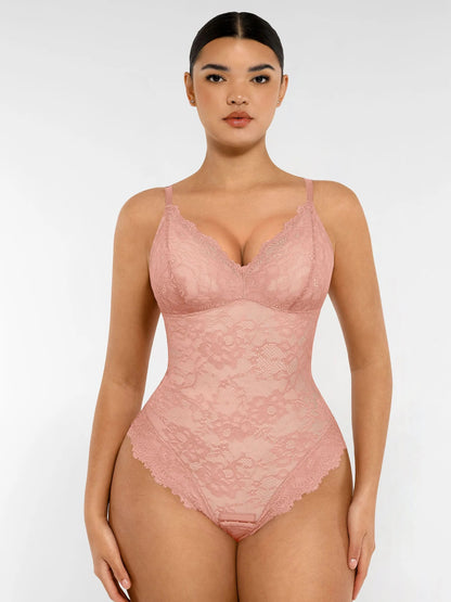 Oh - Shape™ Lace V Neck Full Bodysuit - Oh - Shape