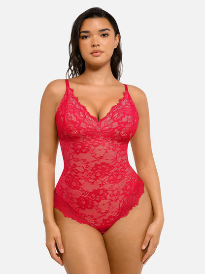 Oh - Shape™ Lace V Neck Full Bodysuit - Oh - Shape