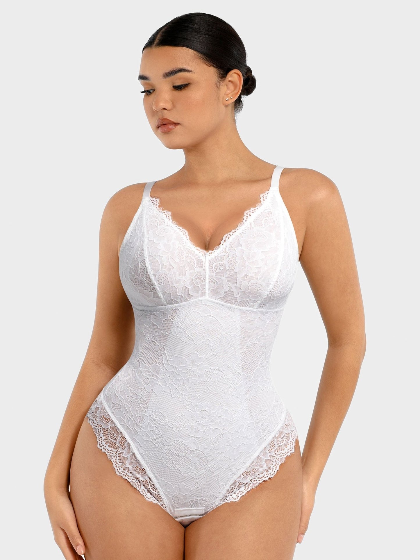 Oh - Shape™ Lace V Neck Full Bodysuit - Oh - Shape