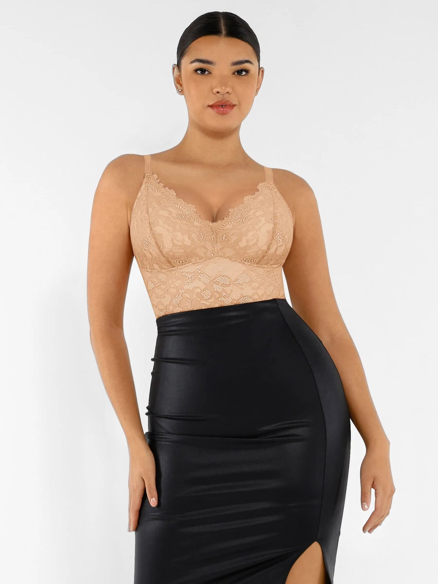 Oh - Shape™ Lace V Neck Full Bodysuit - Oh - Shape