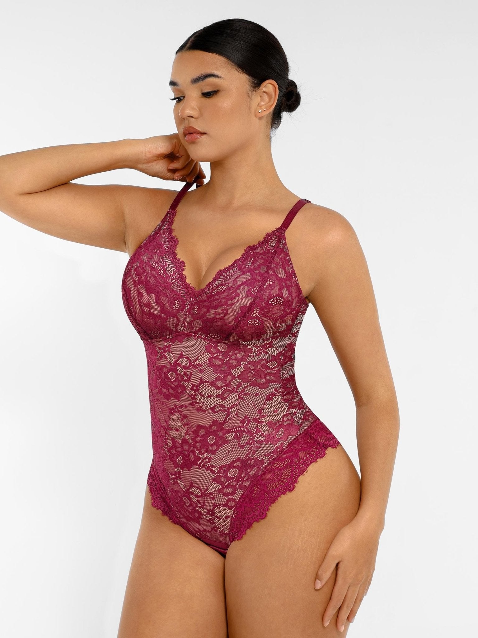 Oh - Shape™ Lace V Neck Full Bodysuit - Oh - Shape