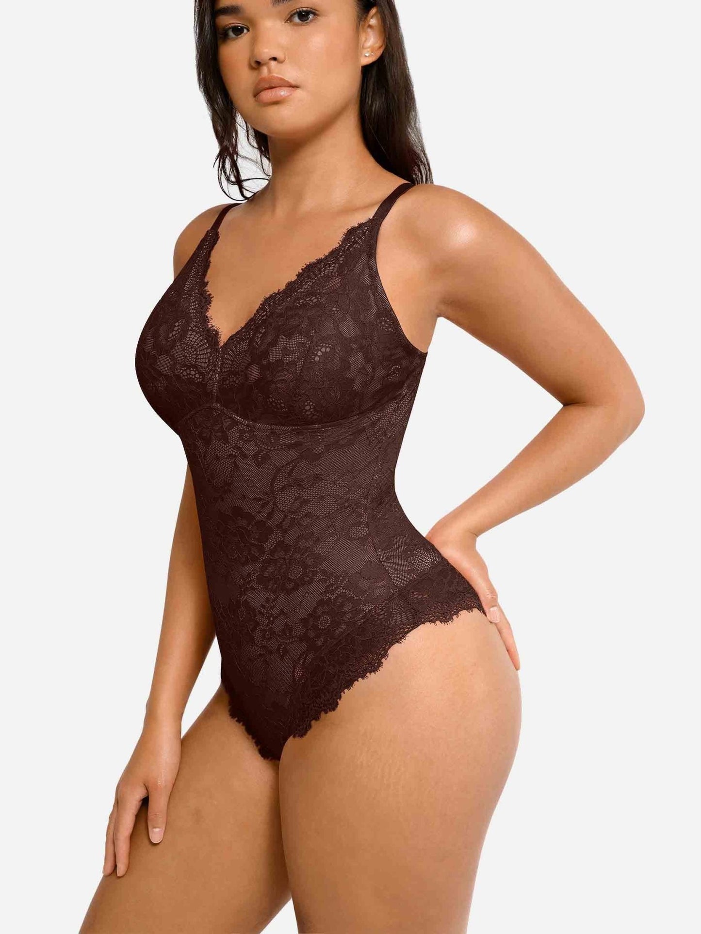 Oh - Shape™ Lace V Neck Full Bodysuit - Oh - Shape
