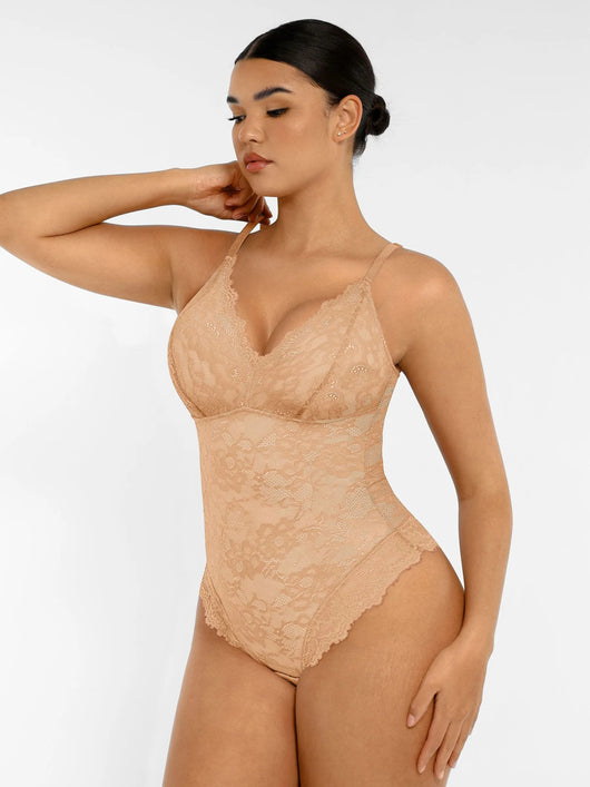Oh - Shape™ Lace V Neck Full Bodysuit - Oh - Shape
