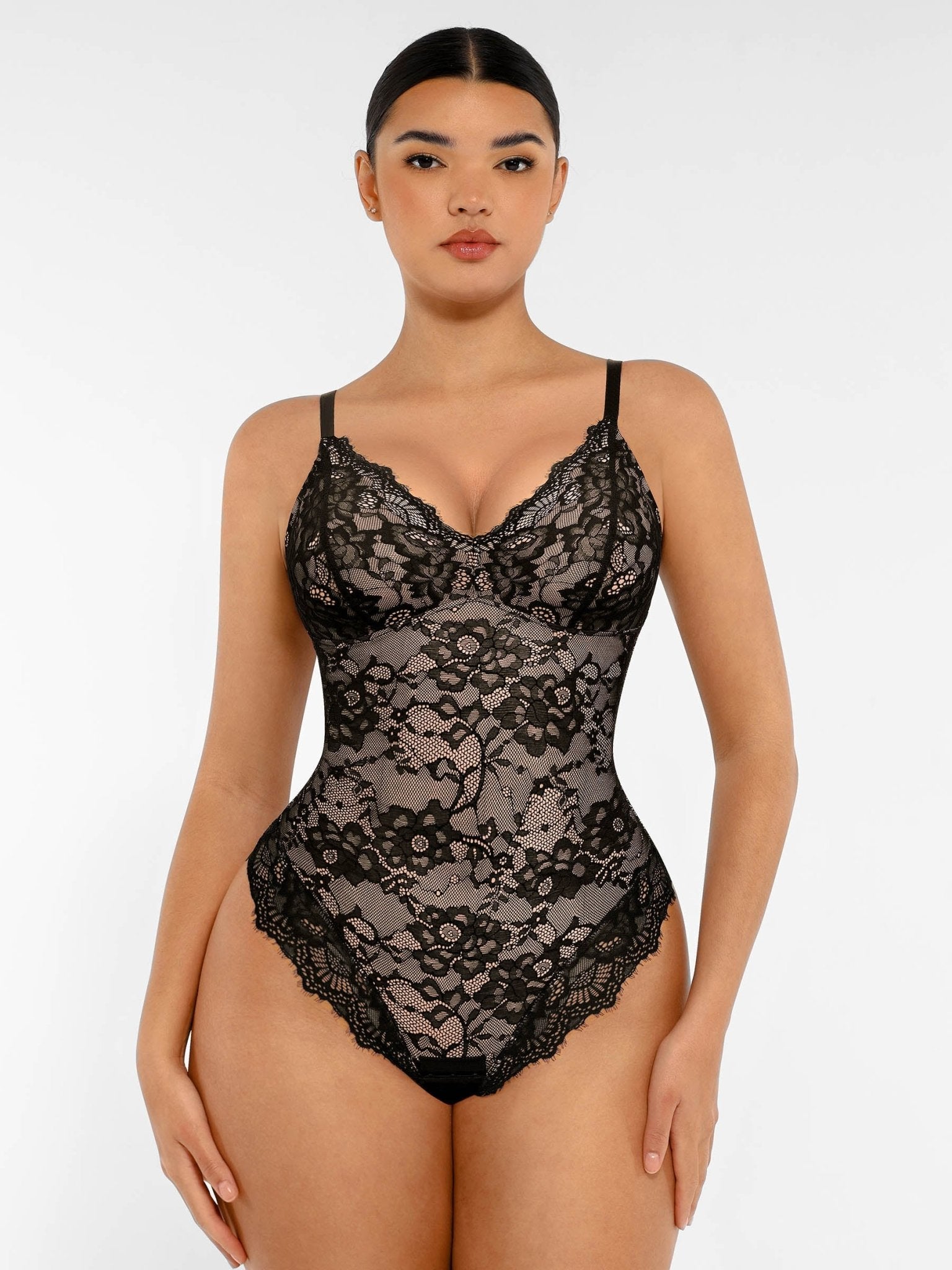 Oh - Shape™ Lace V Neck Full Bodysuit - Oh - Shape