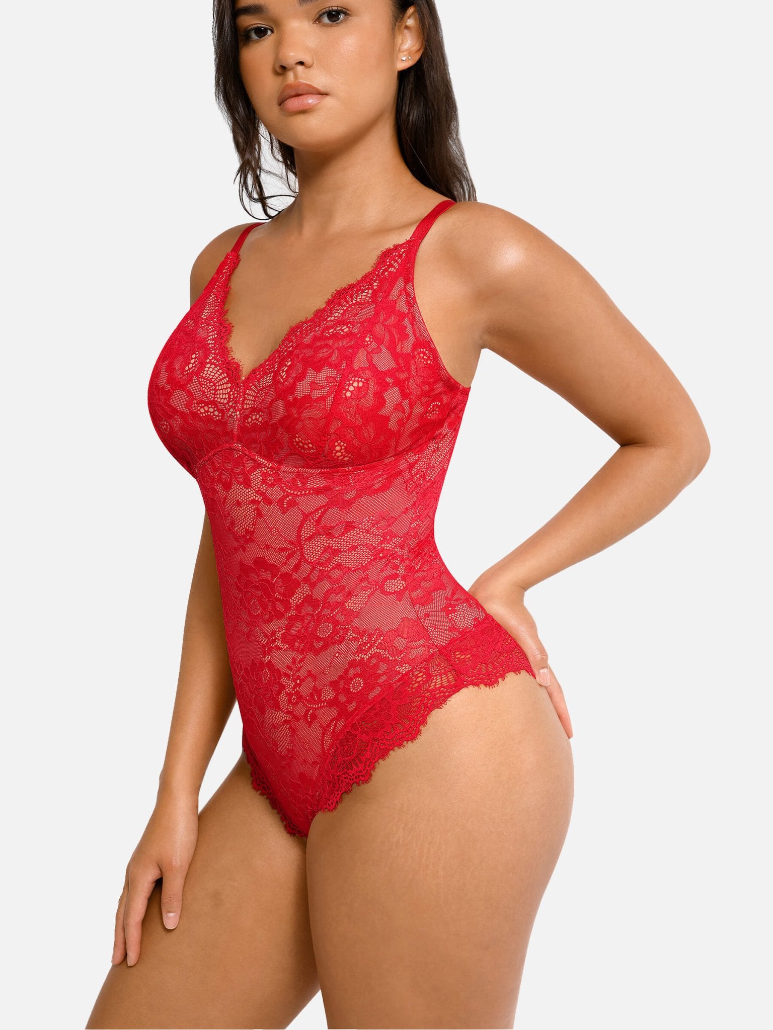 Oh - Shape™ Lace V Neck Full Bodysuit - Oh - Shape