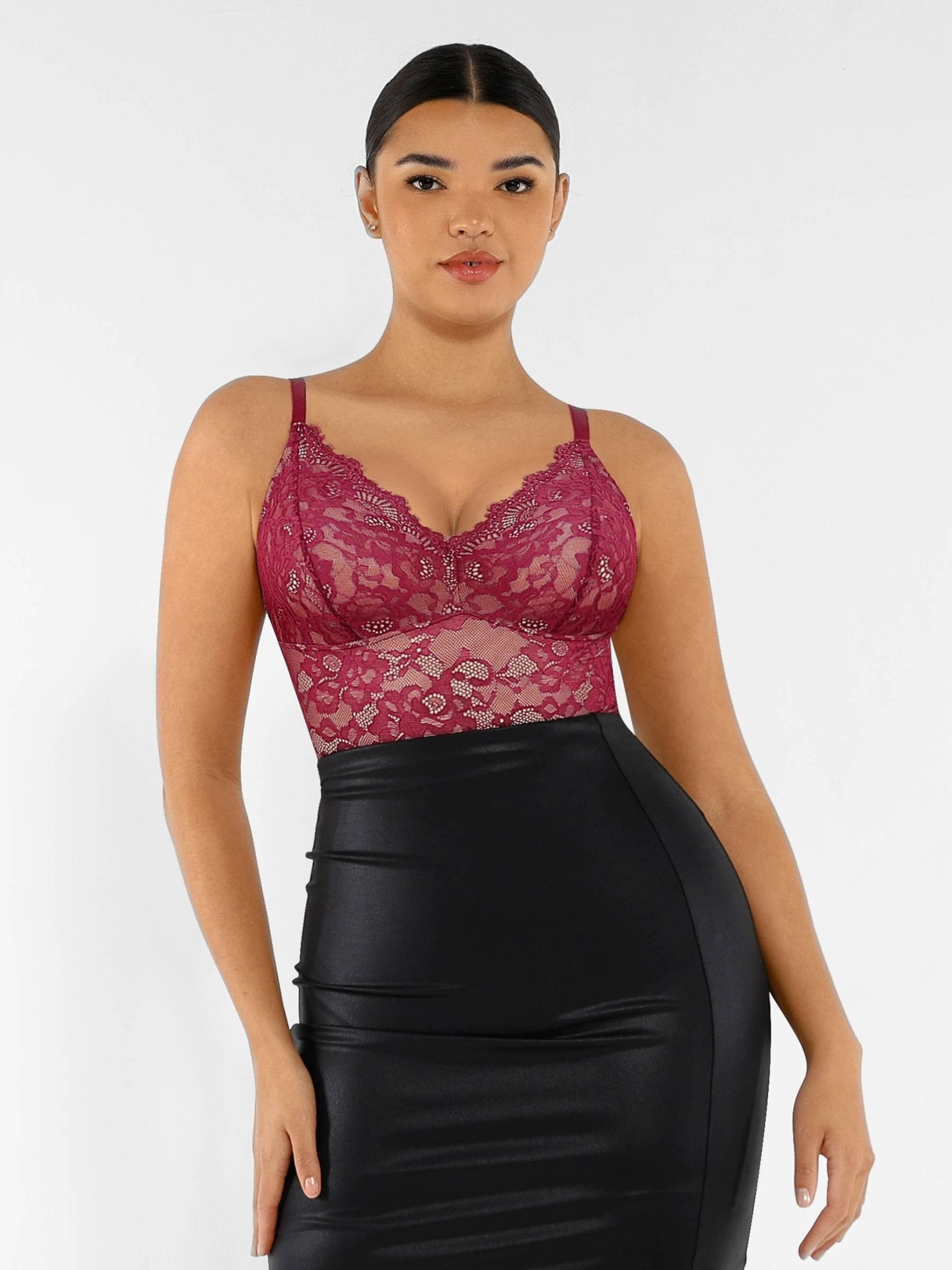 Oh - Shape™ Lace V Neck Full Bodysuit - Oh - Shape