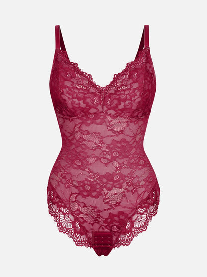 Oh - Shape™ Lace V Neck Full Bodysuit - Oh - Shape