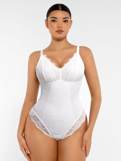 Oh - Shape™ Lace V Neck Full Bodysuit - Oh - Shape